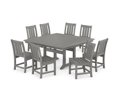 Oxford Side Chair 9-Piece Square Dining Set with Trestle Legs