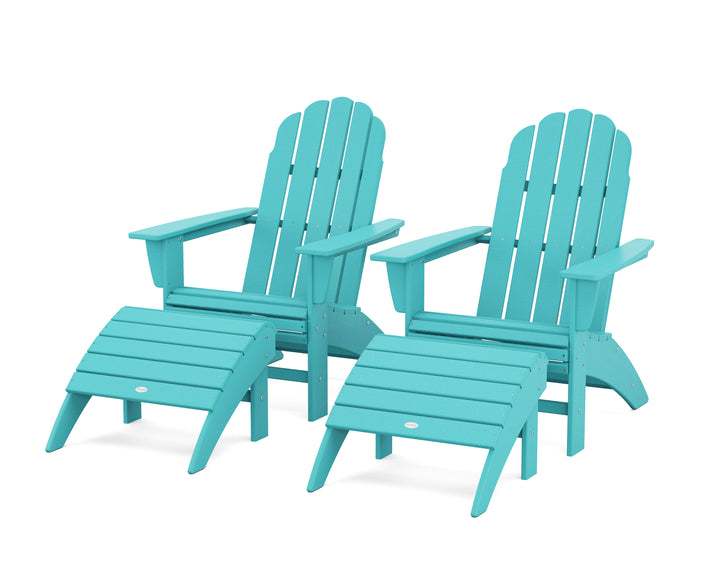 POLYWOOD® Vineyard Curveback Adirondack Chair 4-Piece Set with Ottomans
