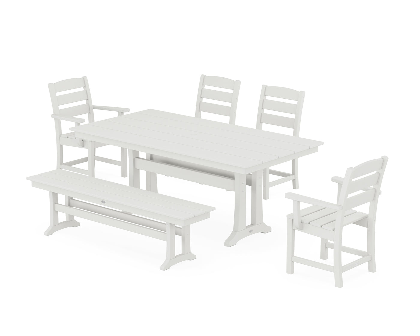 Lakeside 6-Piece Farmhouse Dining Set With Trestle Legs