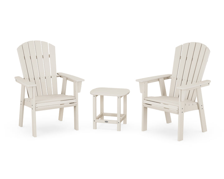 POLYWOOD® Nautical 3-Piece Curveback Upright Adirondack Chair Set