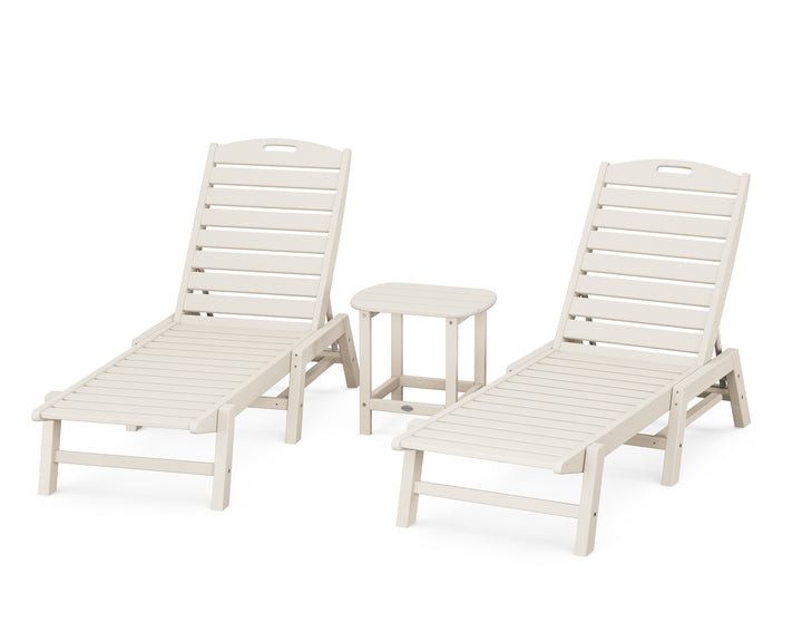 POLYWOOD® Nautical 3-Piece Chaise Lounge Set with South Beach 18" Side Table