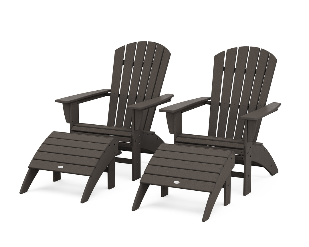 POLYWOOD® Nautical Curveback Adirondack Chair 4-Piece Set with Ottomans