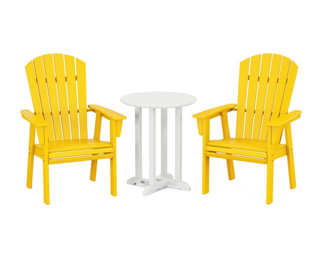 POLYWOOD® Nautical Adirondack 3-Piece Round Bistro Dining Set