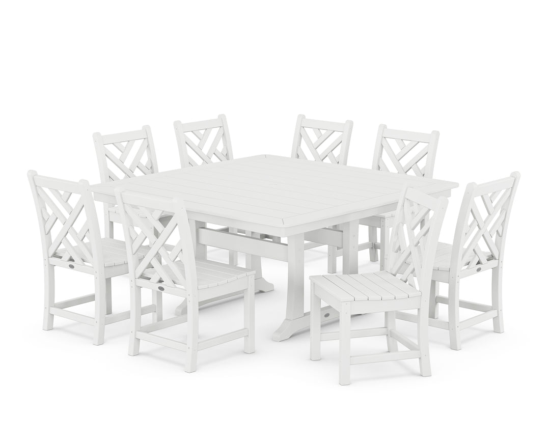 POLYWOOD® Chippendale 9-Piece Nautical Trestle Dining Set