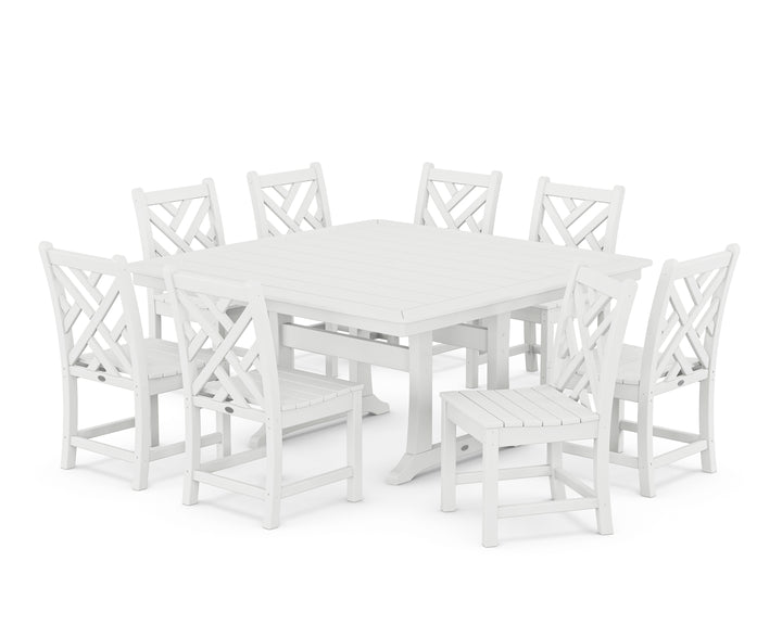 POLYWOOD® Chippendale 9-Piece Nautical Trestle Dining Set