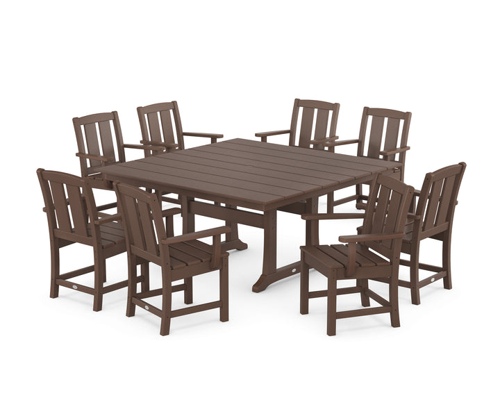 POLYWOOD® Mission 9-Piece Square Farmhouse Dining Set with Trestle Legs
