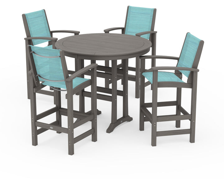 POLYWOOD® Coastal 5-Piece Nautical Trestle Bar Set