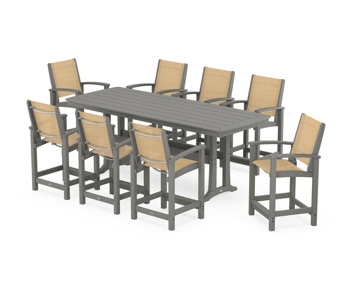 POLYWOOD® Coastal 9-Piece Counter Set with Trestle Legs