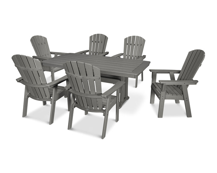 POLYWOOD® Nautical Curveback Adirondack 7-Piece Dining Set with Trestle Legs