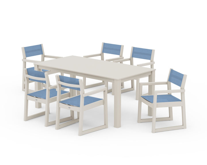 POLYWOOD® EDGE Sling Arm Chair 7-Piece Parsons Dining Set