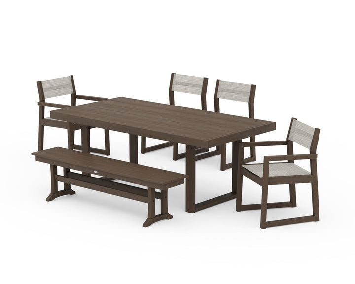 POLYWOOD® EDGE Sling 6-Piece Dining Set with Bench