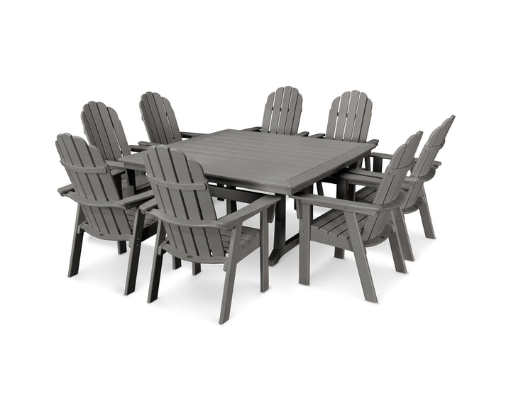 POLYWOOD® Vineyard Curveback Adirondack 9-Piece Nautical Trestle Dining Set