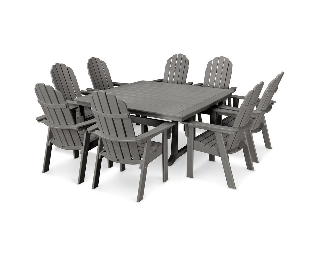 POLYWOOD® Vineyard Curveback Adirondack 9-Piece Nautical Trestle Dining Set