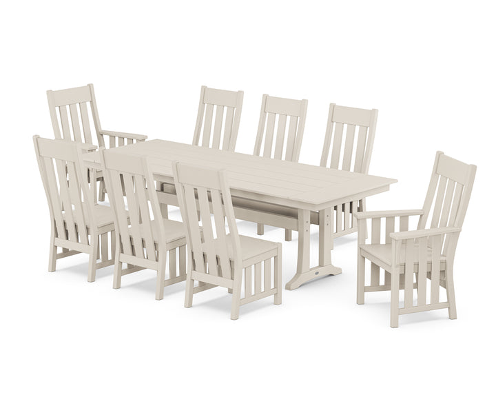 Martha Stewart by POLYWOOD® Acadia 9-Piece Farmhouse Dining Set with Trestle Legs