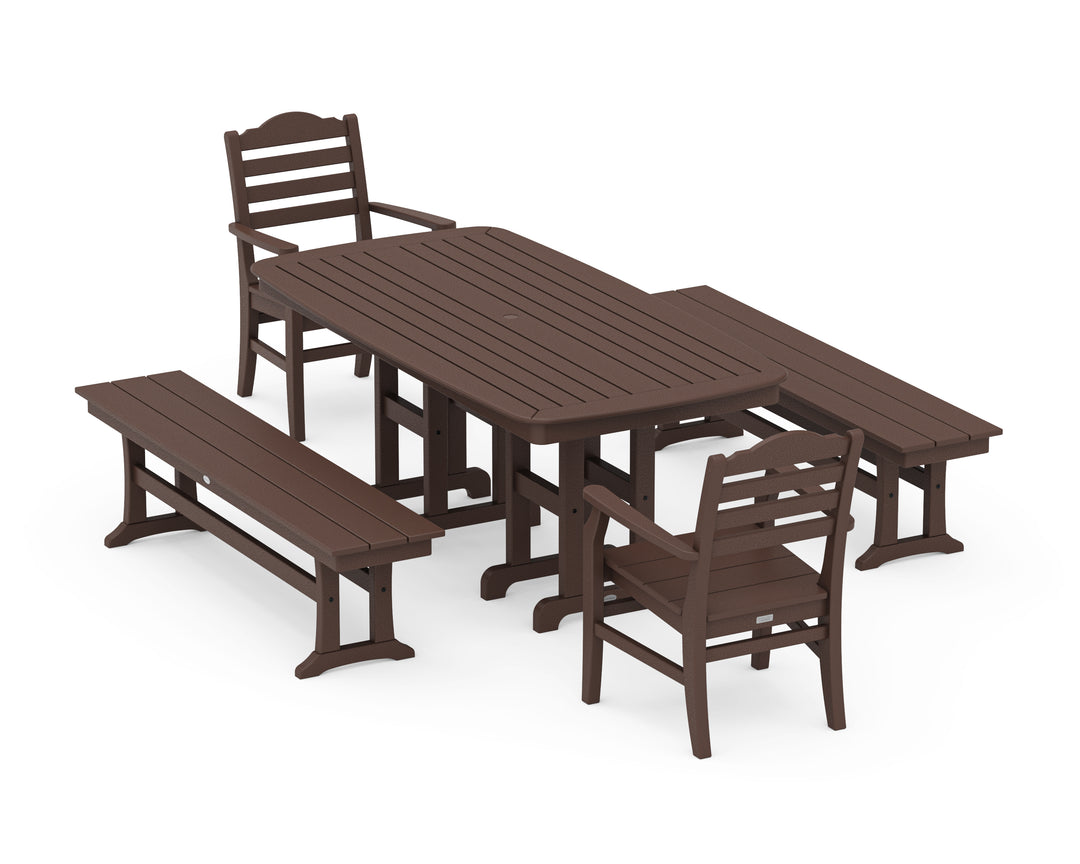 POLYWOOD® Savannah 5-Piece Dining Set with Benches