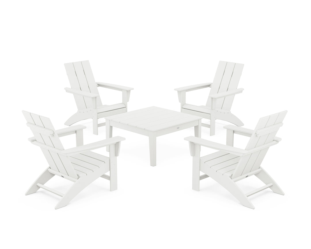 POLYWOOD® 5-Piece Modern Adirondack Chair Conversation Set with 36" Conversation Table