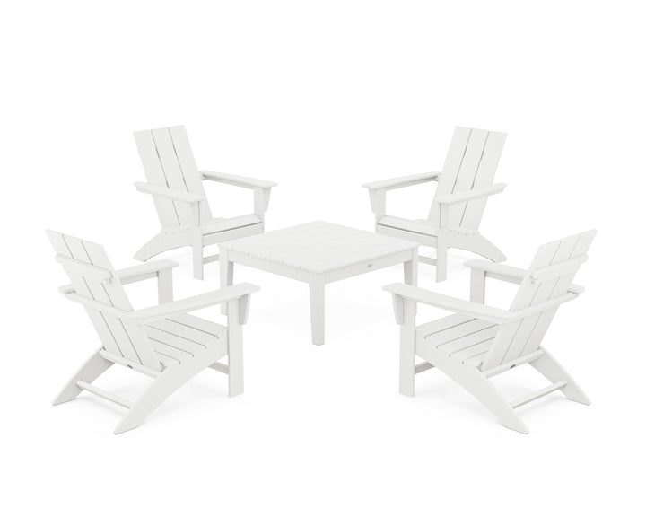 POLYWOOD® 5-Piece Modern Adirondack Chair Conversation Set with 36" Conversation Table