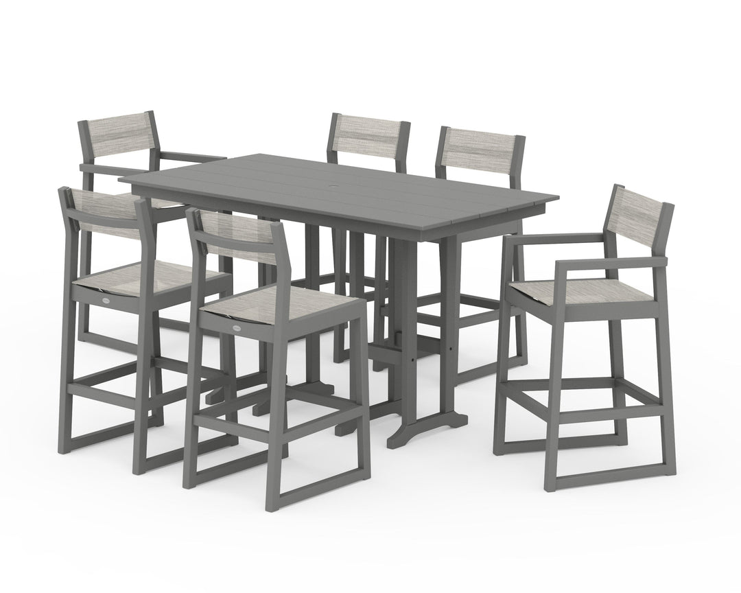 POLYWOOD® EDGE Sling 7-Piece Farmhouse Bar Set