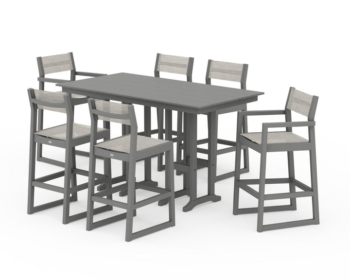 POLYWOOD® EDGE Sling 7-Piece Farmhouse Bar Set