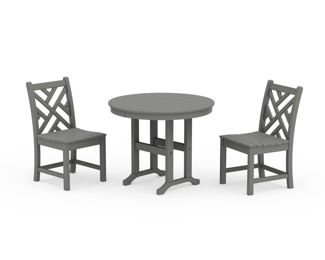 POLYWOOD® Chippendale Side Chair 3-Piece Round Dining Set