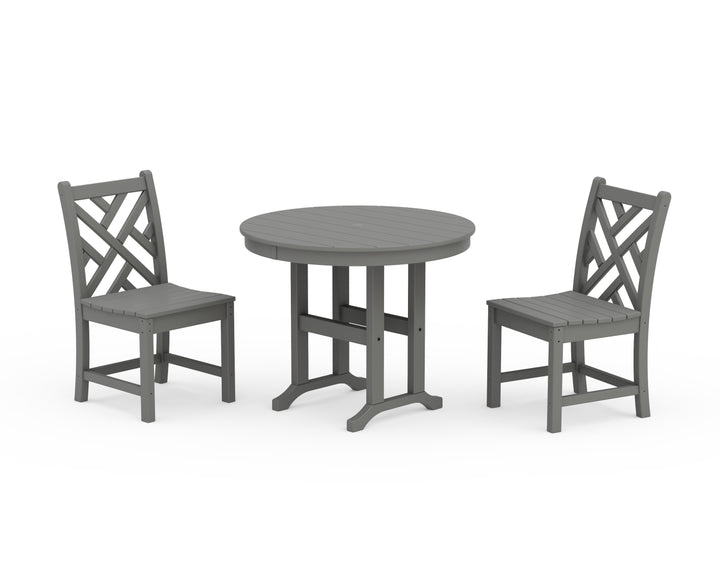 POLYWOOD® Chippendale Side Chair 3-Piece Round Dining Set