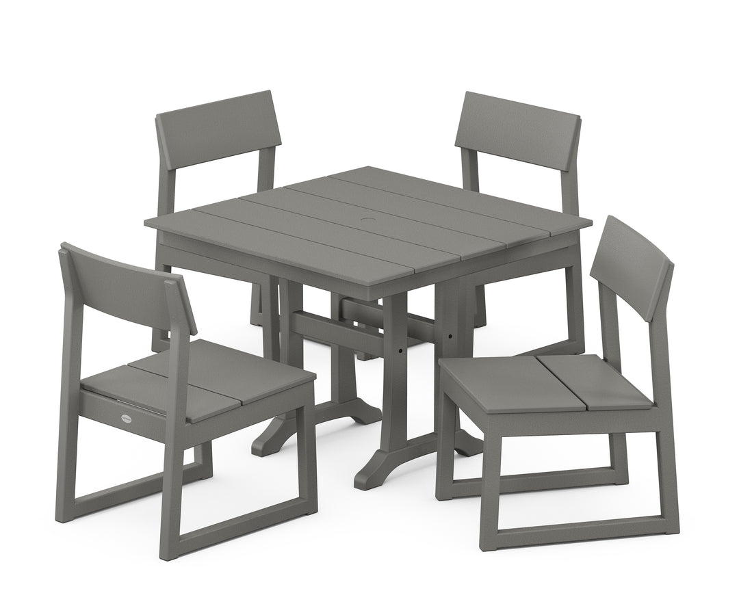 POLYWOOD® EDGE 5-Piece Farmhouse Trestle Side Chair Dining Set