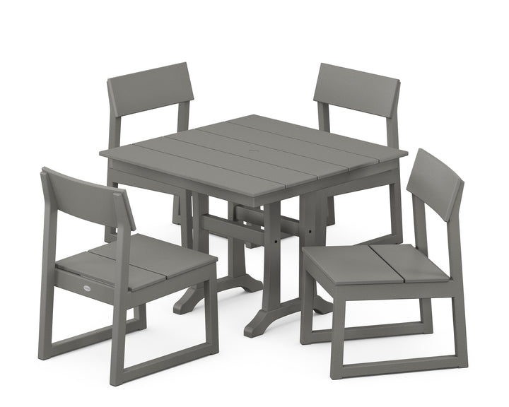 POLYWOOD® EDGE 5-Piece Farmhouse Trestle Side Chair Dining Set