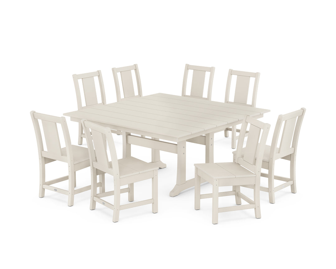 POLYWOOD® Prairie Side Chair 9-Piece Square Farmhouse Dining Set with Trestle Legs