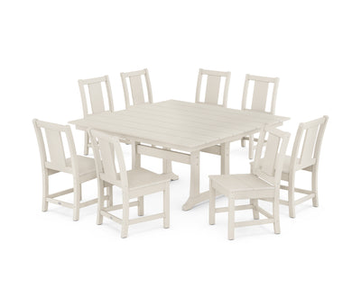 Prairie Side Chair 9-Piece Square Farmhouse Dining Set with Trestle Legs