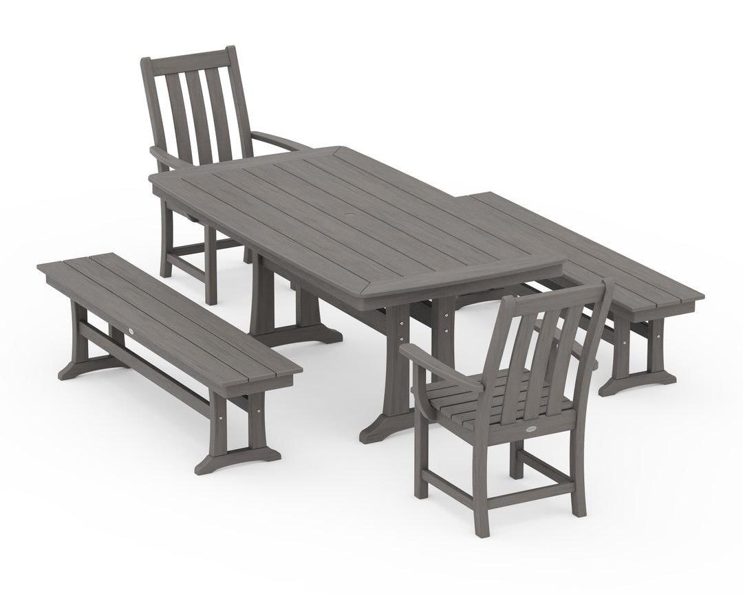 POLYWOOD® Vineyard 5-Piece Dining Set with Trestle Legs