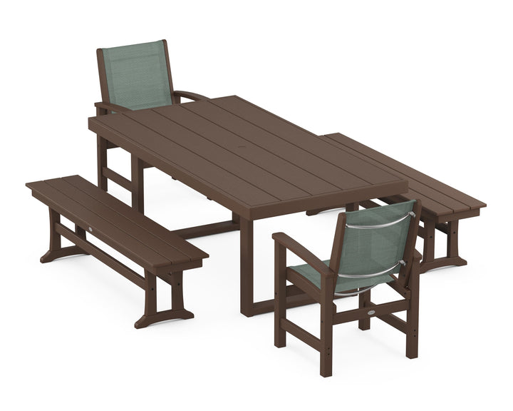 POLYWOOD® Coastal 5-Piece Dining Set with Trestle Legs