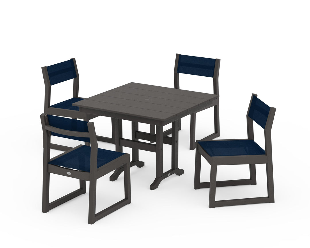 POLYWOOD® EDGE Sling Side Chair 5-Piece Farmhouse Dining Set