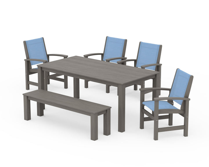 POLYWOOD® Coastal 6-Piece Parsons Dining Set with Bench