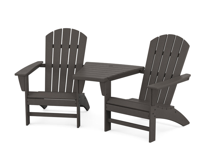 POLYWOOD® Nautical 3-Piece Adirondack Set with Angled Connecting Table