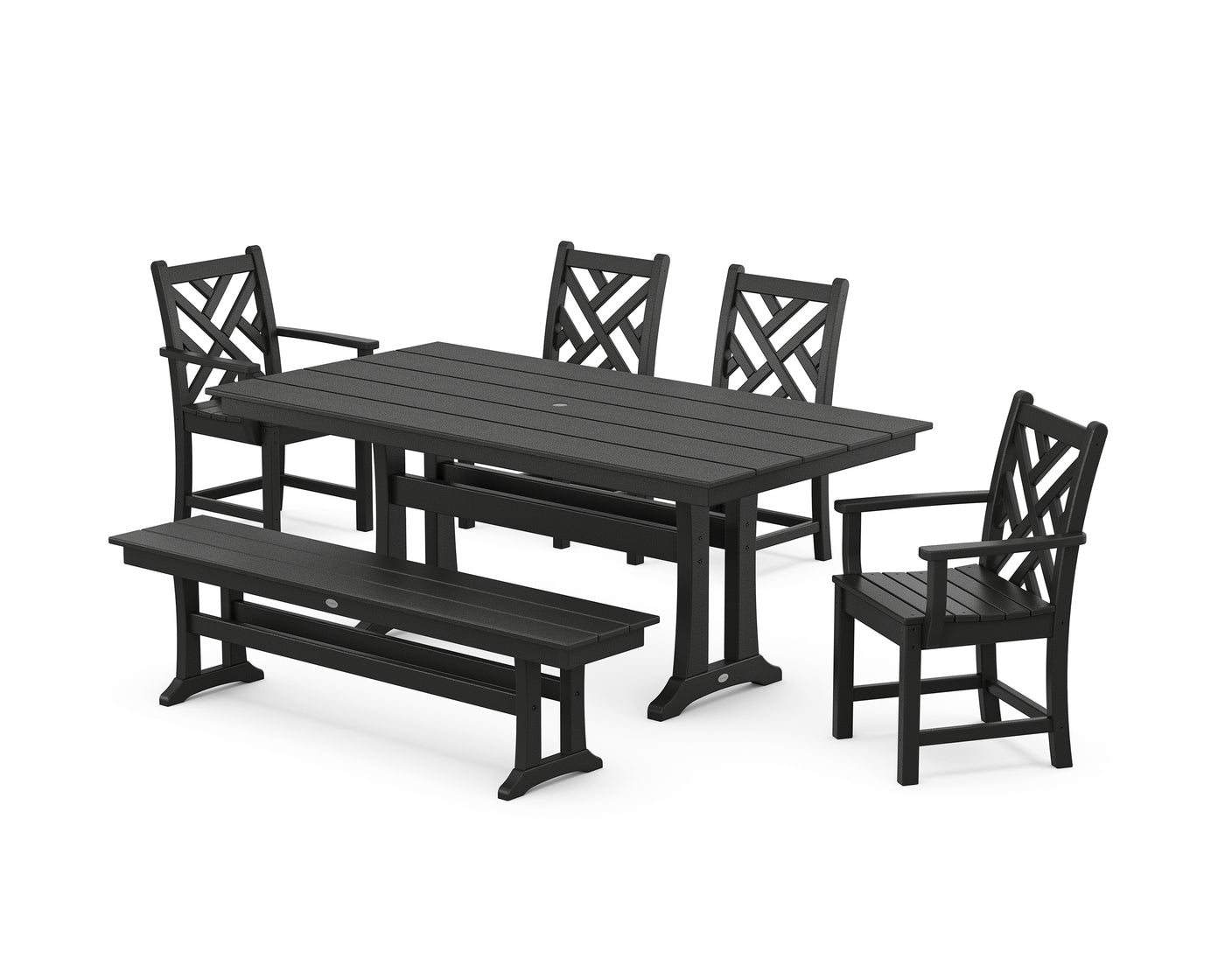 Chippendale 6-Piece Farmhouse Dining Set With Trestle Legs