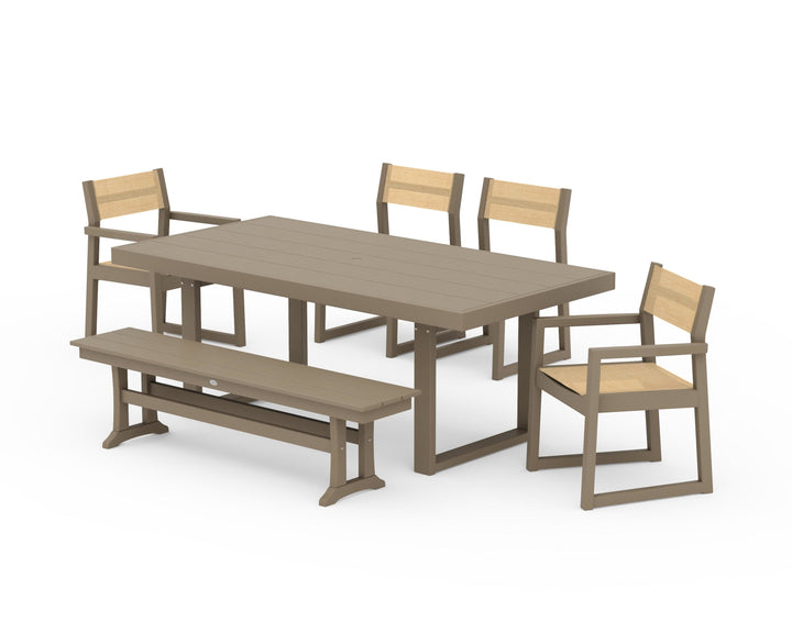POLYWOOD® EDGE Sling 6-Piece Dining Set with Bench
