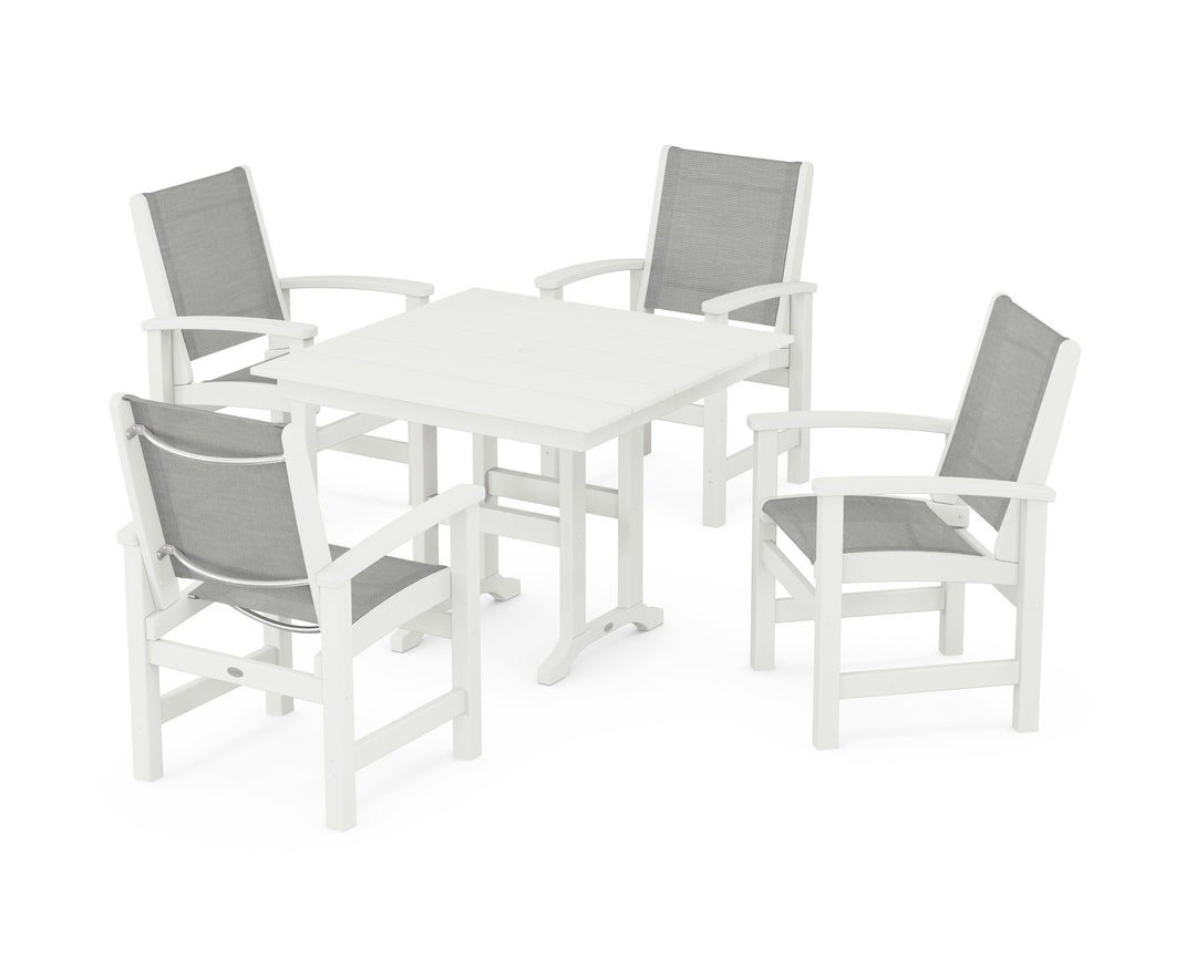 POLYWOOD® Coastal 5-Piece Farmhouse Dining Set