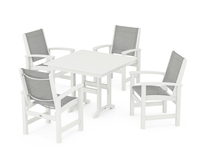 POLYWOOD® Coastal 5-Piece Farmhouse Dining Set
