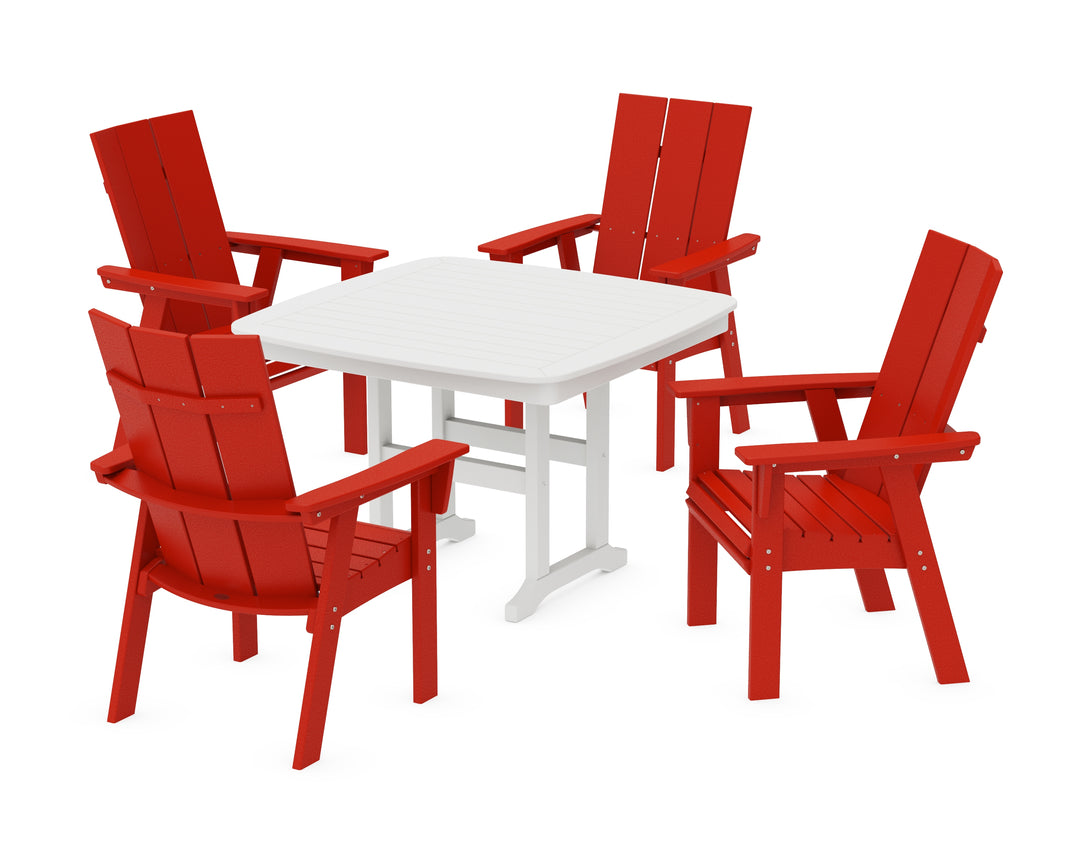 POLYWOOD® Modern Curveback Adirondack 5-Piece Dining Set