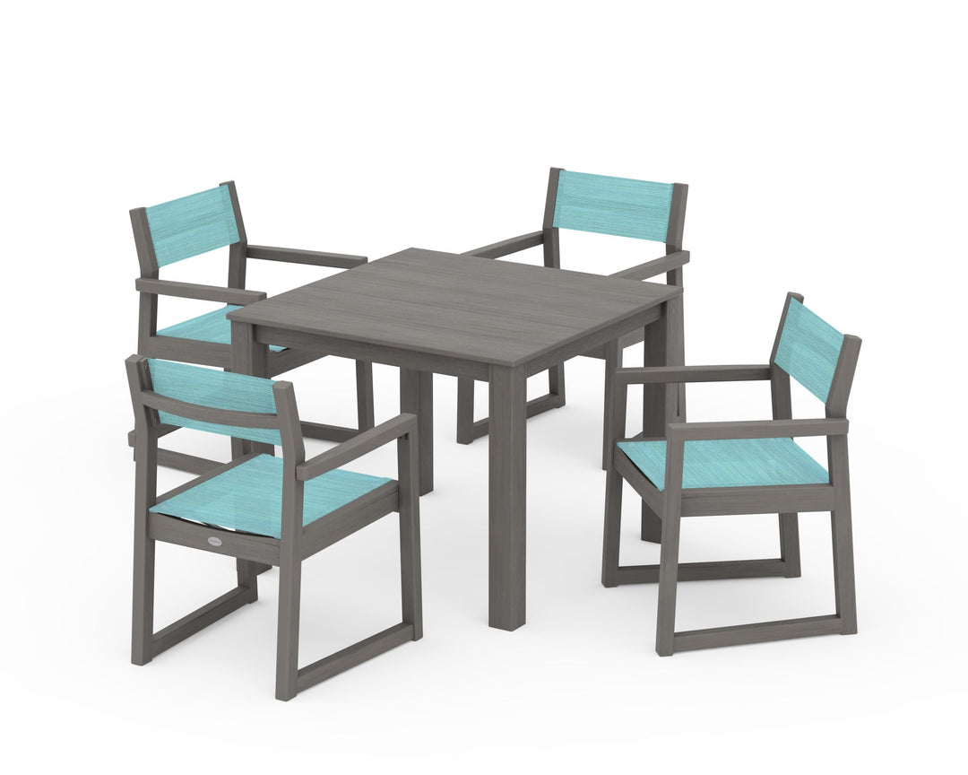 POLYWOOD® EDGE Sling Arm Chair 5-Piece Parsons Dining Set