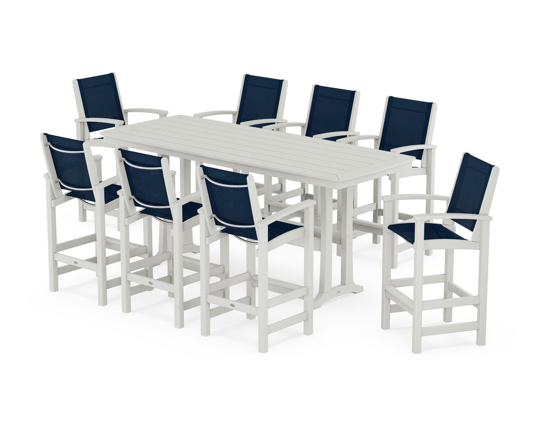 POLYWOOD® Coastal 9-Piece Bar Set with Trestle Legs