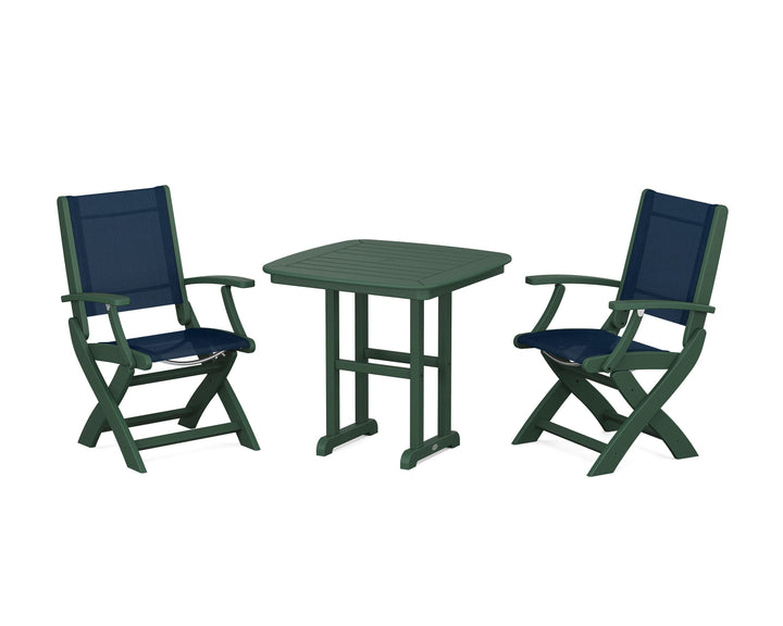 POLYWOOD® Coastal Folding Chair 3-Piece Dining Set