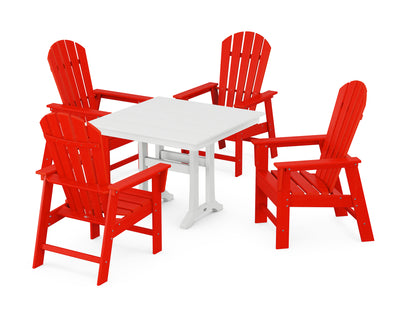 South Beach 5-Piece Farmhouse Dining Set With Trestle Legs