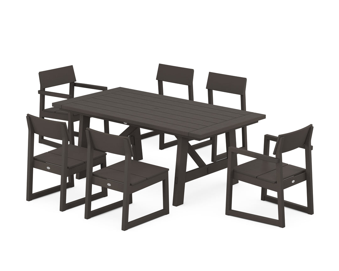 POLYWOOD® EDGE 7-Piece Rustic Farmhouse Dining Set