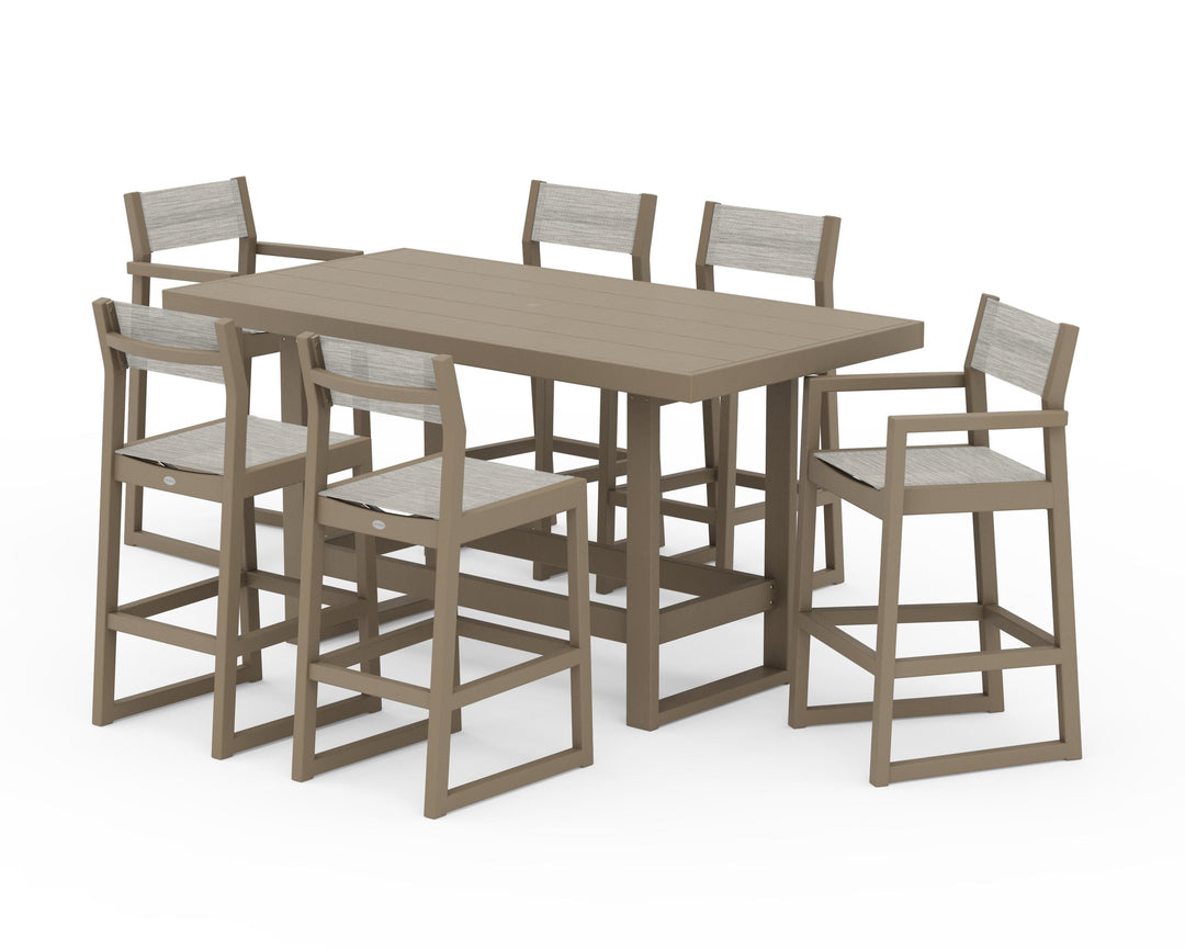 POLYWOOD® EDGE Sling 7-Piece Bar Table Set