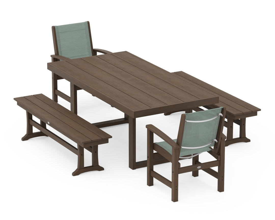 POLYWOOD® Coastal 5-Piece Dining Set with Trestle Legs