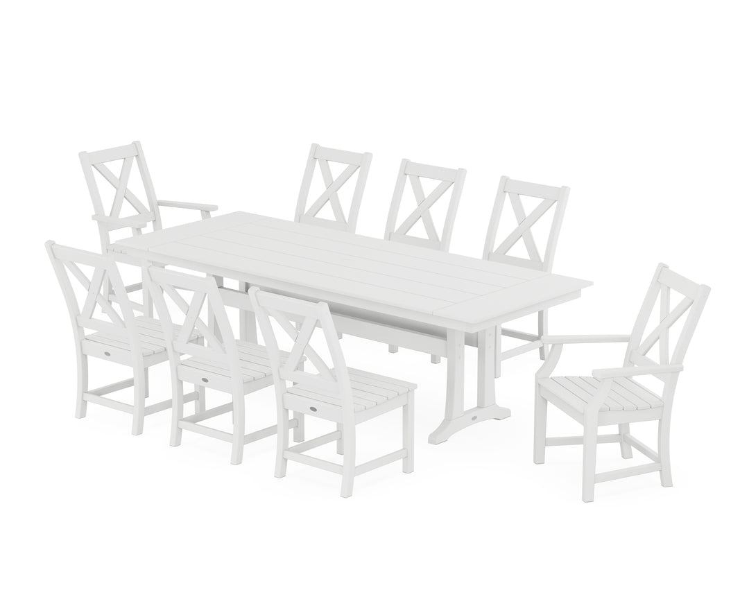 POLYWOOD® Braxton 9-Piece Farmhouse Dining Set with Trestle Legs