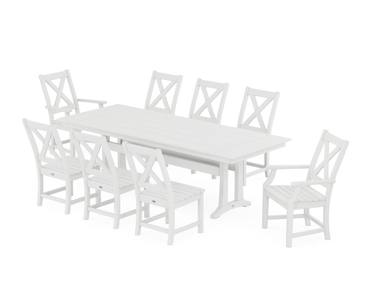 POLYWOOD® Braxton 9-Piece Farmhouse Dining Set with Trestle Legs