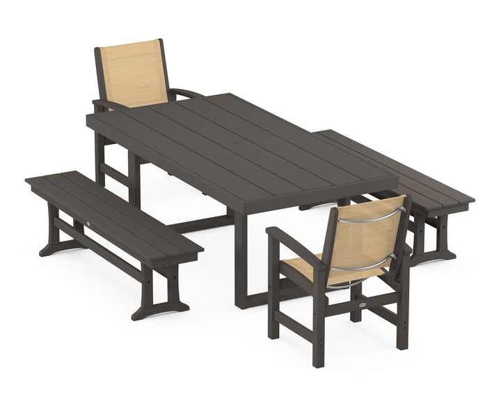 POLYWOOD® Coastal 5-Piece Dining Set with Trestle Legs