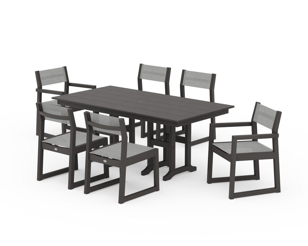 POLYWOOD® EDGE Sling 7-Piece Farmhouse Dining Set